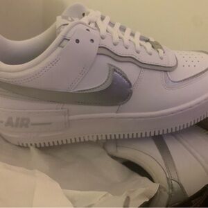 Women's White and Silver Athletic Shoes